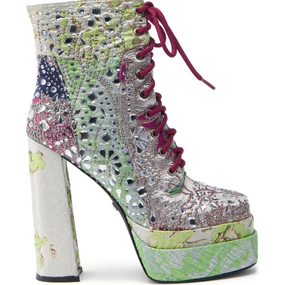 "IRIDESCENT IVY" Elegant Embellished Lace-Up Boots ( BRAND NEW !!!!!!!!!!!!!! - Picture 2 of 8
